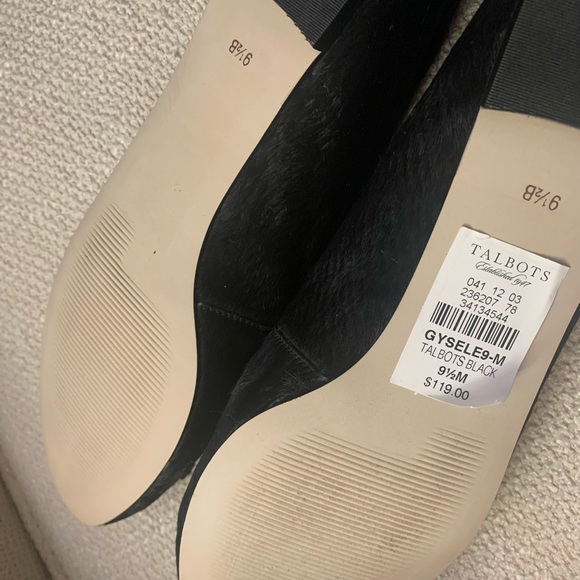 New Talbots Black Calf Hair Ballerina Slip On Flat Shoes SZ 9.5 - Picture 5 of 7